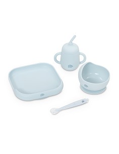 Set Vajilla 4 Pcs de Silicona Mod Mockup Azul