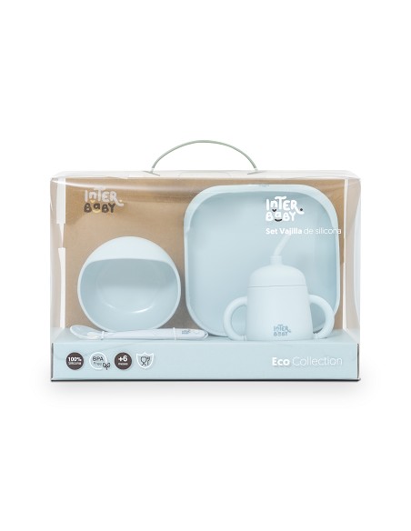 Set Vajilla 4 Pcs de Silicona Mod Mockup Azul