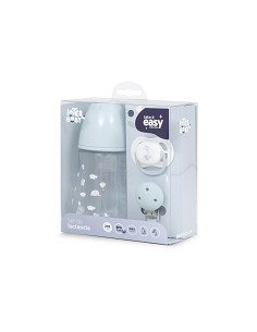 Set 3 Pcs Silicona Chupetero+Chupete+Biberon Azul 2