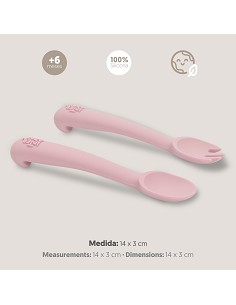 Cuchara y Tenedor de Silicona Rosa Maquillaje 2