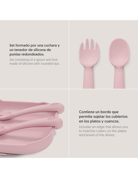 Cuchara y Tenedor de Silicona Rosa Maquillaje