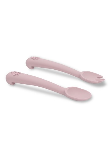 Cuchara y Tenedor de Silicona Rosa Maquillaje