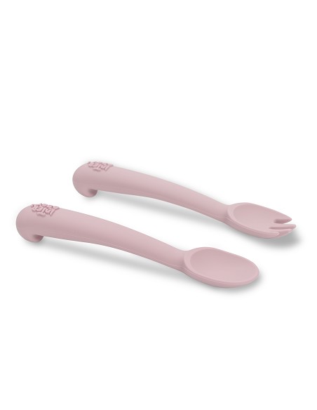 Cuchara y Tenedor de Silicona Rosa Maquillaje
