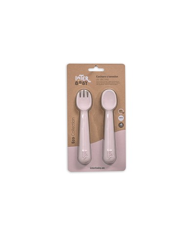 Cuchara y Tenedor de Silicona Rosa Maquillaje
