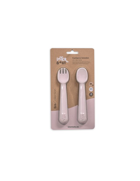 Cuchara y Tenedor de Silicona Rosa Maquillaje