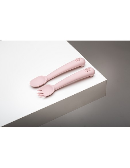 Cuchara y Tenedor de Silicona Rosa Maquillaje
