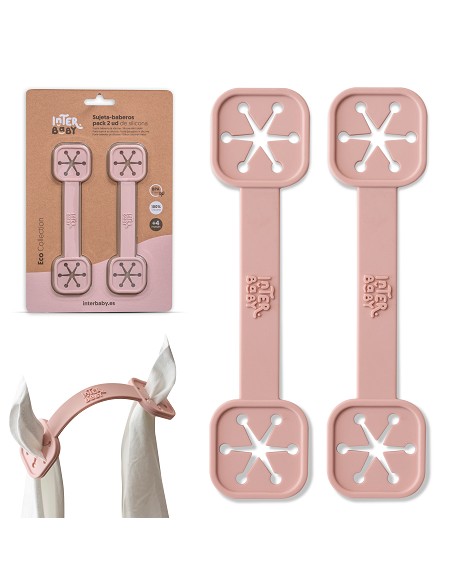 Sujeta Baberos Pack 2 Unds de Silicona Rosa Maquillaje