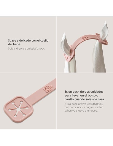 Sujeta Baberos Pack 2 Unds de Silicona Rosa...