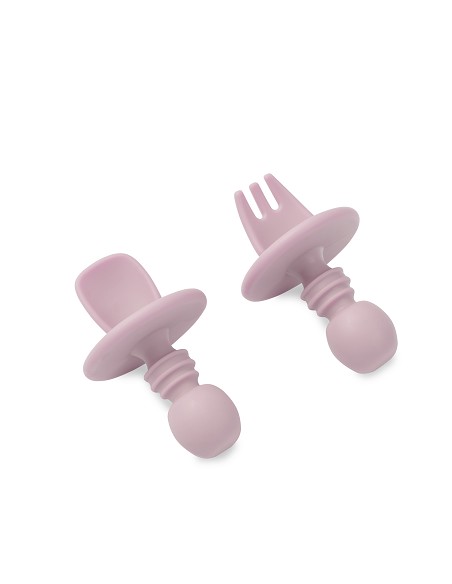 Set Cubiertos Aprendizaje  de Silicona Rosa Maquillaje