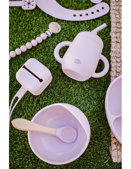 Set Cubiertos Aprendizaje  de Silicona Rosa Maquillaje