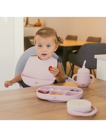 Set Cubiertos Aprendizaje  de Silicona Rosa Maquillaje