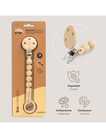 Chupetero Silicona Cadena Arena