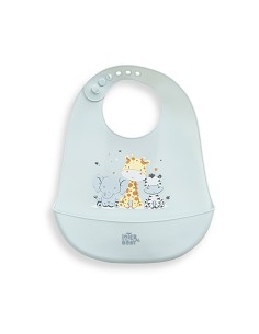 Babero Silicona Estampado Modelo Tres Amigos Azul Grisaceo