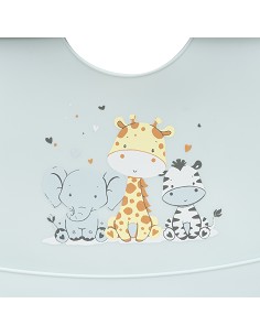 Babero Silicona Estampado Modelo Tres Amigos Azul Grisaceo 2