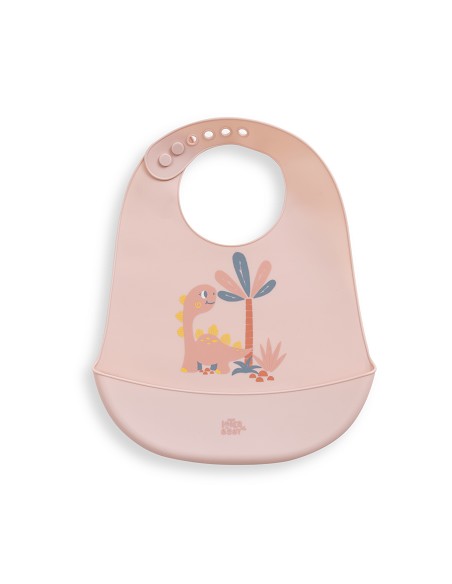 Babero Silicona Estampaddo Modelo Dino Rosa Maquillaje