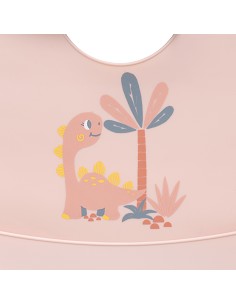 Babero Silicona Estampaddo Modelo Dino Rosa Maquillaje 2