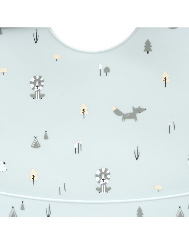 Babero Silicona Estampaddo Modelo Forest Azul...