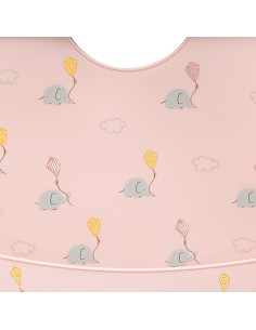 Babero Silicona Estampaddo Modelo Elefantes Rosa Maquillaje 2