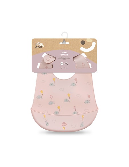 Babero Silicona Estampaddo Modelo Elefantes Rosa Maquillaje