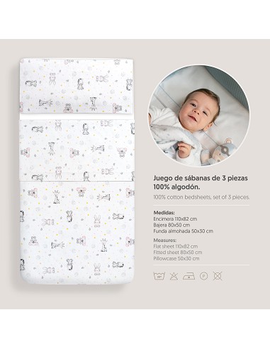 Triptico Coche Franela Modelo Koala Bco/Rosa