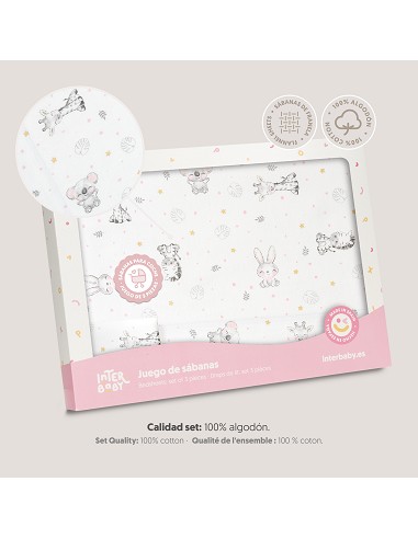 Triptico Coche Franela Modelo Koala Bco/Rosa