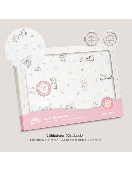 Triptico Coche Franela Modelo Koala Bco/Rosa