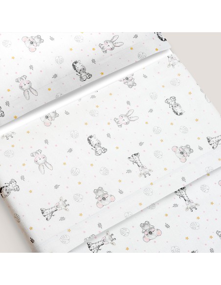 Triptico Coche Franela Modelo Koala Bco/Rosa