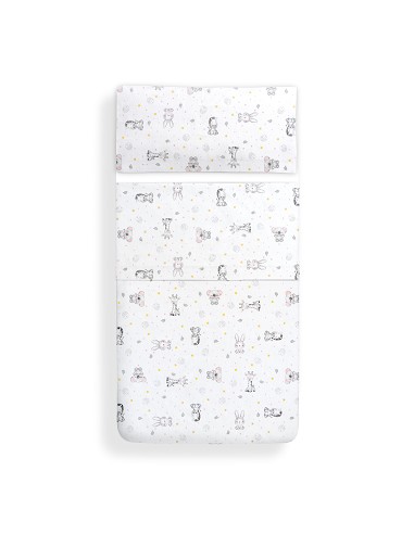 Triptico Coche Franela Modelo Koala Bco/Rosa