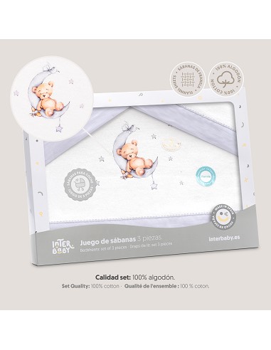 Triptico Coche Franela Estampado Oso Luna...