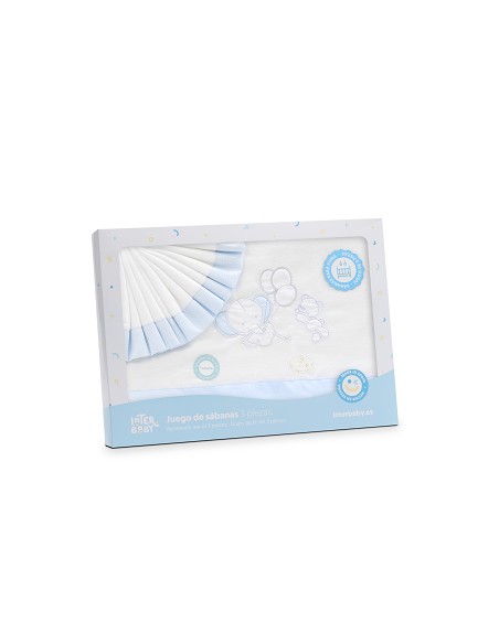 Triptico Coche Franela Oso Elefante Globos Bco/Azul