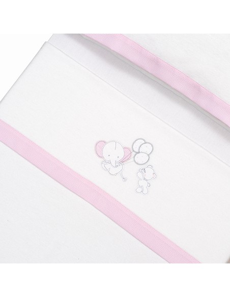 Triptico Coche Franela Oso Elefante Globos Bco/Rosa