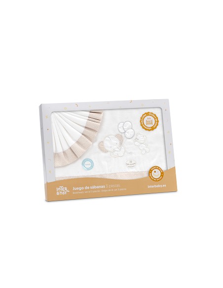 Triptico Coche Franela Oso Elefante Globos Bco/Beig