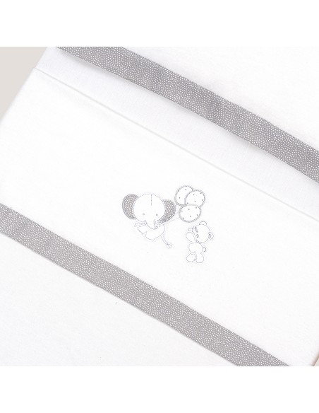 Triptico Coche Franela Oso Elefante Globos Bco/Gris
