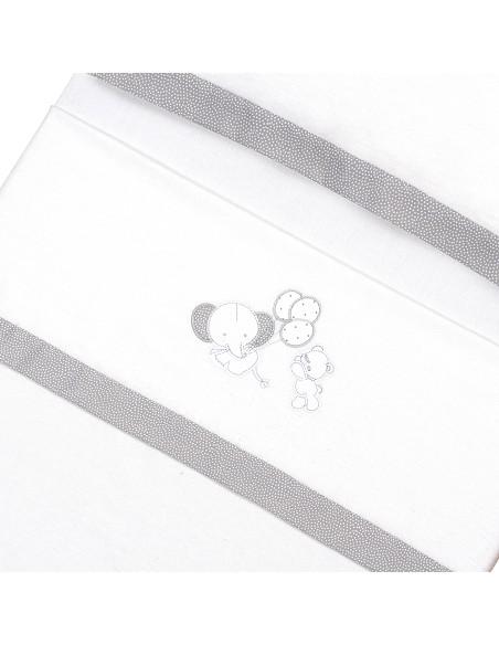 Triptico Coche Franela Oso Elefante Globos Bco/Gris