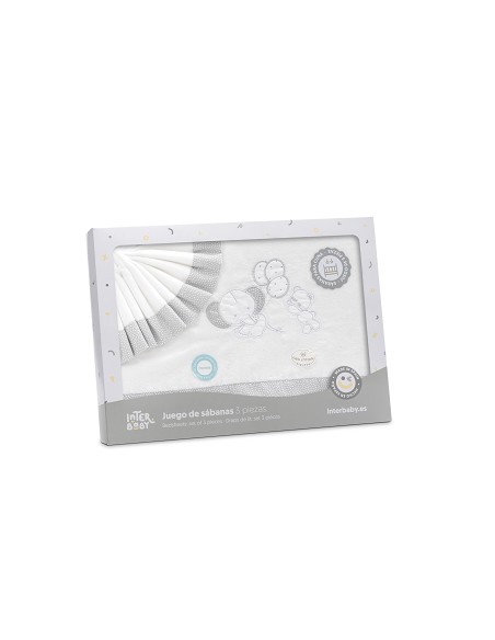Triptico Coche Franela Oso Elefante Globos Bco/Gris