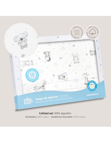Triptico Cuna Franela Modelo Koala Bco/Azul