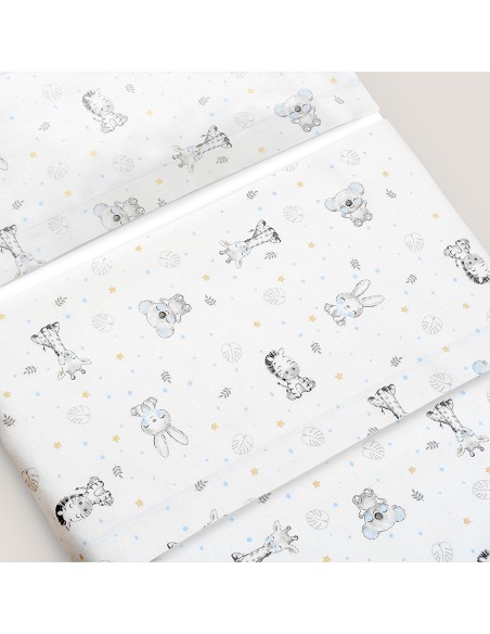 Triptico Cuna Franela Modelo Koala Bco/Azul