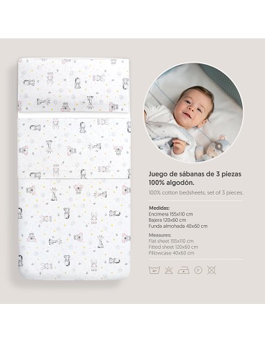 Triptico Cuna Franela Modelo Koala Bco/Rosa
