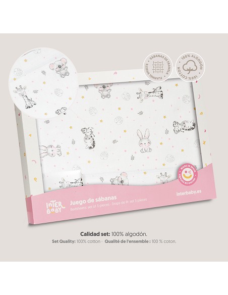 Triptico Cuna Franela Modelo Koala Bco/Rosa