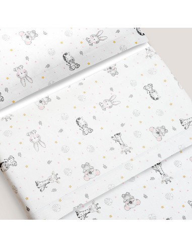 Triptico Cuna Franela Modelo Koala Bco/Rosa