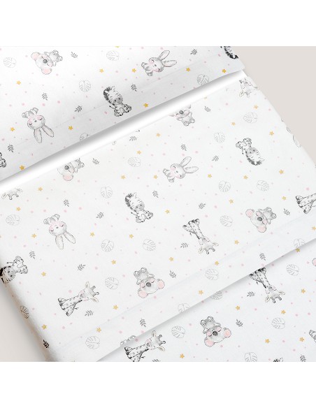 Triptico Cuna Franela Modelo Koala Bco/Rosa