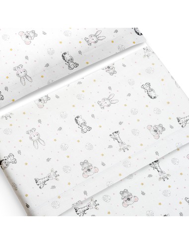 Triptico Cuna Franela Modelo Koala Bco/Rosa