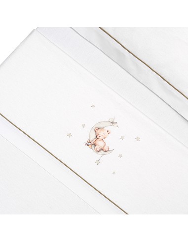 Triptico Cuna Franela Estampado Oso Luna...