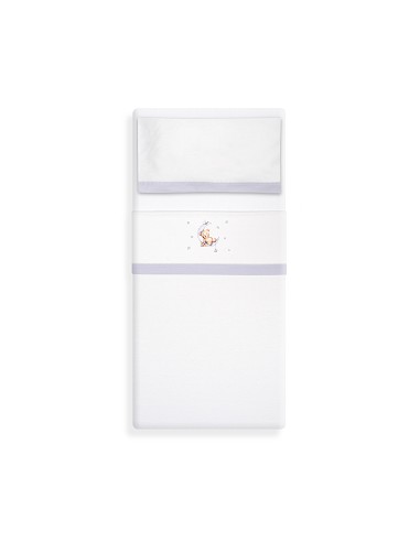 Triptico Cuna Franela Estampado Oso Luna...