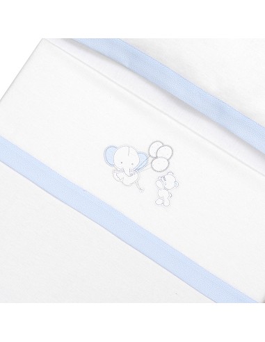 Triptico Cuna Franela Oso Elefante Globos Bco/Azul
