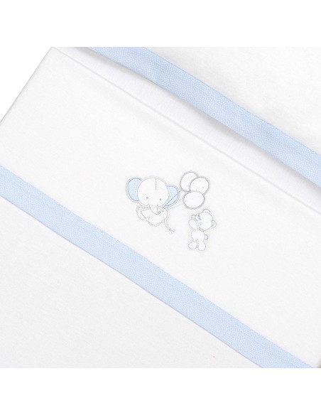 Triptico Cuna Franela Oso Elefante Globos Bco/Azul
