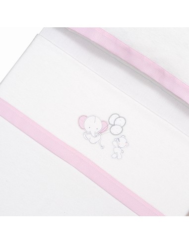 Triptico Cuna Franela Oso Elefante Globos Bco/Rosa