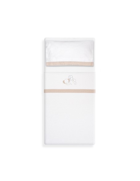 Triptico Cuna Franela Oso Elefante Globos Bco/Beig