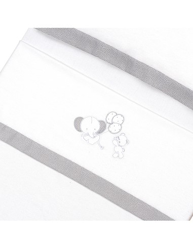 Triptico Cuna Franela Oso Elefante Globos Bco/Gris