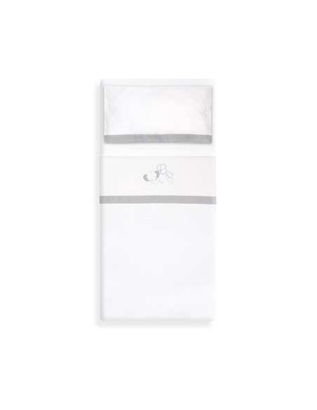 Triptico Cuna Franela Oso Elefante Globos Bco/Gris